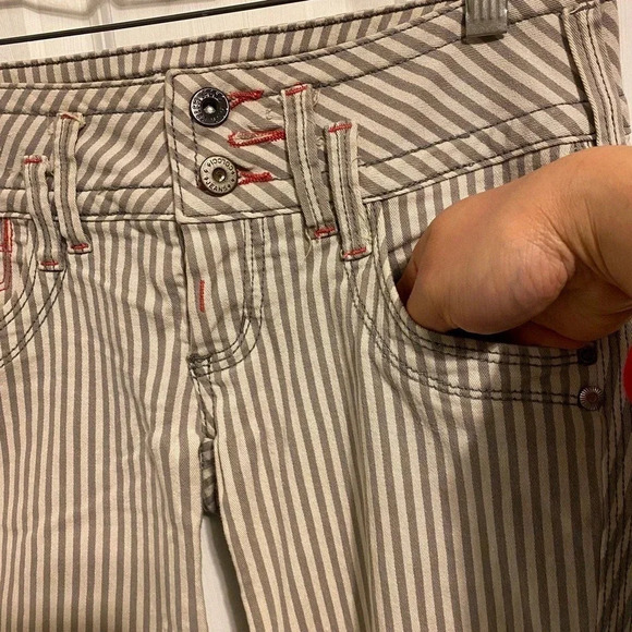 Rare Colcci Quality Denim Striped Jeans Women Size 4 Pockets double Buttons - Picture 7 of 8